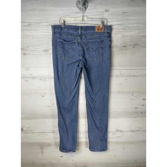 Levis 314 Shaping Straight Jeans Womens 14 Blue Stretch Denim Mid Rise - Picture 7 of 11